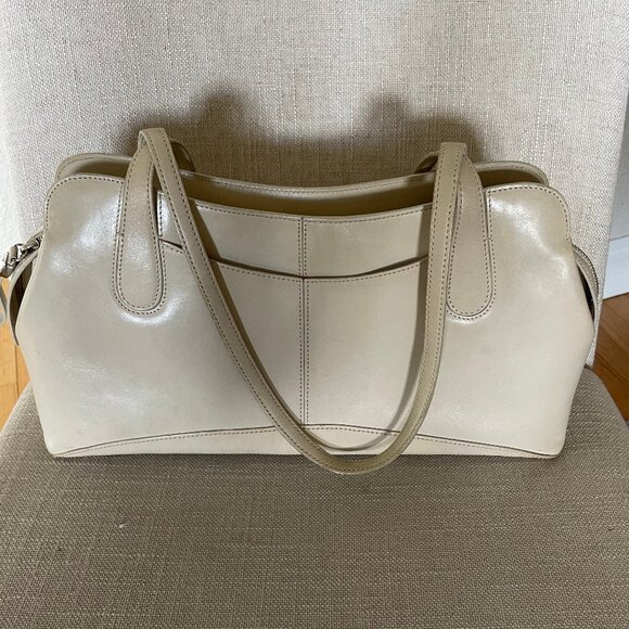 Cream Leather Monsac Handbag - Picture 3 of 8